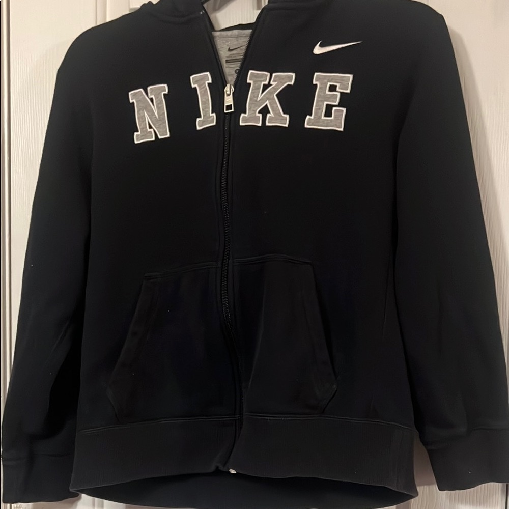Nike Black Full-Zip Hoodie with White Logo